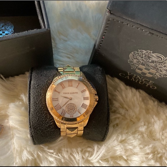 Vince Camuto Genuine Crystal Accented Gold Watch - Picture 5 of 8